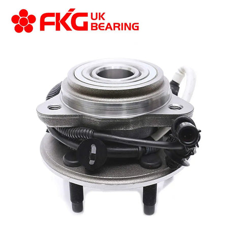 Front Wheel Bearing Hub Assembly For 95-01 Ford Explorer 4WD 5-Lug ABS showing front view with attached wiring harness.