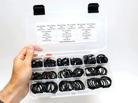Hydraulic Fitting O Ring Seal Kit Buna N 70 Durometer 12 Sizes 255 Piece Kit SAE 900 O Ring Set in open plastic case