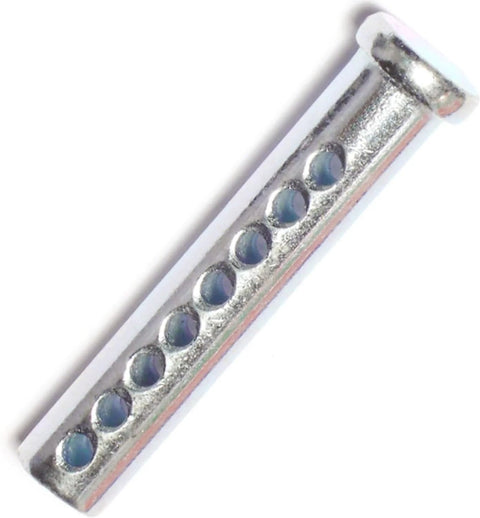 Side view of Beefy Adjustable Clevis Pin Kit For Trailers And Heavy Equipment Seven Sixteenths By Two And A Half Inch Zinc Steel Pin with Eight Holes