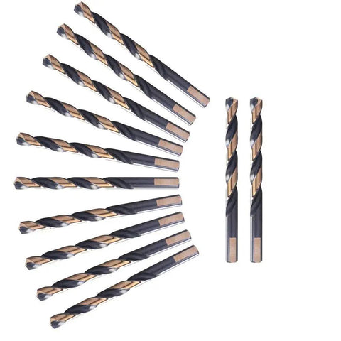 Cobalt Drill Bits Set Of 12 17/64 Inch Black And Gold Coated Twist Drill Bits For Metal M2 High Speed Steel With HRC 62 63 Hardness Durable Precision Bits For Automotive Home Improvement And Workshop Projects