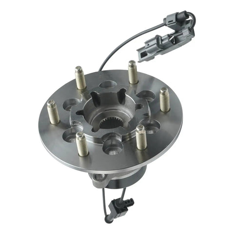 4WD Front Wheel Bearing Hubs Assembly Fits Chevy Colorado 2004 2005 2006 2007 2008, GMC Canyon 2004 2005 2006 2007 2008, Isuzu I350 2006, I370 2007 2008, 6 Lug With ABS, Bolt On Heavy Duty Replacement, close up view.