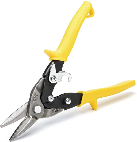 9-3/4 Inch MetalMaster Compound Action Snips for straight left and right cuts with yellow ergonomic handles, precision molybdenum blades.