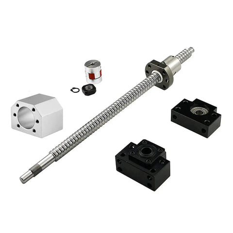 Anti Backlash Ball Screw Kit SFU RM1605 800mm with metal deflector ball nut housing, BK BF12 end supports, coupler for CNC router.