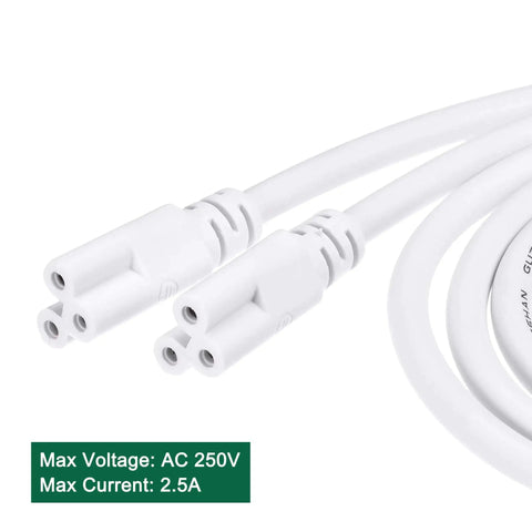 6 Foot LED Tube Extension Cord Set 4 Pack For T5 T8 Lights Three Prong Power Cables Female To Female Connectors End To End Linkable
