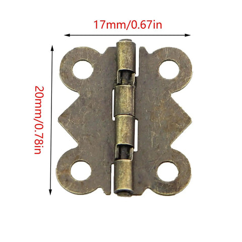 Antique Bronze Butterfly Hinge Set For Small Boxes And Craft Projects, 30 Pieces, 20x17mm, Includes 120 Screws, Iron Hardware With Anti Rust Coating