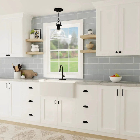 Kitchen with cabinets using 10 Pack Solid Core Cabinet Pulls Matte Black Cottage Collection 3 Inch Center To Center Hardware