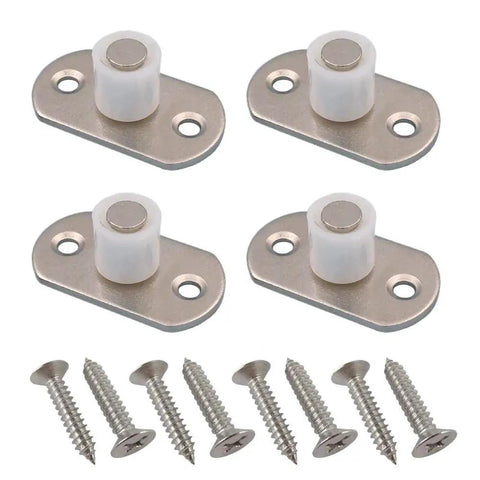 Heavy Duty Sliding Barn Door Floor Guide With Nylon Wheel 4 Pcs Pocket Door Bottom Guide Rollers Durable Floor Guide Bracket Metal Hardware With M4 Screws For Home Furniture Doors Closet