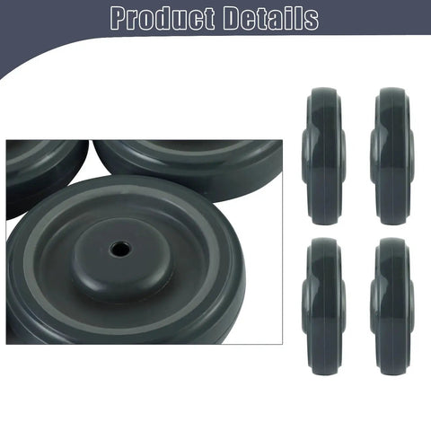 5 Inch Shopping Cart Replacement Wheels Kit With Polyurethane Tread Stepped And Full Tread Face Double Ball Bearing Silent TPU