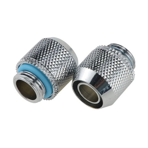 BXQINLENX silver chrome compression fittings for PC water cooling, G1/4 to 3/8 in ID 1/2 in soft tubing, 2 pcs