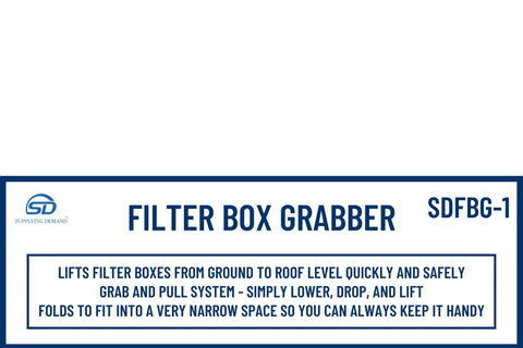 Label of Filter Box Grabber Lift Hoist For Quick Safe One Person Lifting From Ground To Roof Level Foldable For Narrow Spaces