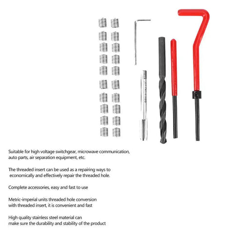 25Pcs Pro Grade Thread Repair Kit M7x1 Stainless Steel Thread Inserts With Spiral Drill And Wrench For Auto Parts Includes 20 Threaded Inserts And Tap Tools To Repair Damaged Holes Quickly