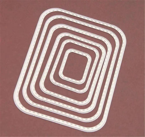Rectangular Cutting Die Set For Card Making And Scrapbooking Durable Metal Die Cuts, 6 frames arranged on a brown surface