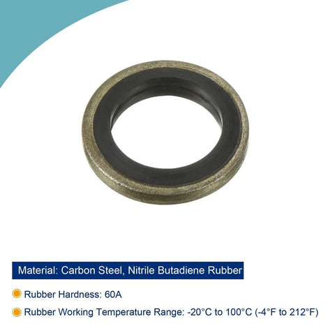 Bonded Sealing Washers M10 Size 15.5 By 10 By 2 Millimeter Carbon Steel With Nitrile Rubber Gasket Pack Of 10 for heavy duty sealing