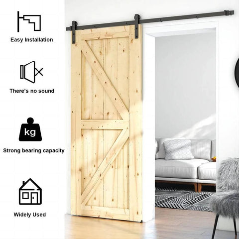5.5Ft Sliding Barn Door Hardware Kit For Single Wood Panel, Smooth And Quiet Operation, Easy To Install, Fits 33In Wide Doors