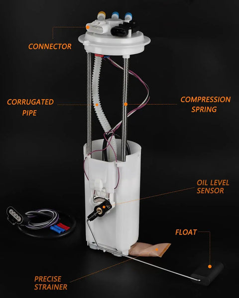 Electric Fuel Pump Module Assembly Compatible With 1997-2002 Chevy S10 4.3L V6, 1997-2002 GMC Sonoma V6 shown with components labeled