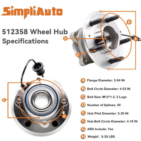 Rear Wheel Hub Bearing Assembly 512358 For 2012 To 2015 Chevrolet Captiva Sport with specifications visible