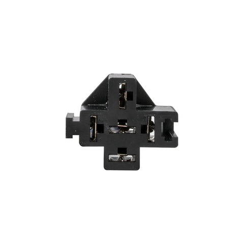 Front view of Interlocking Relay Socket Harness Base Kit For 12V DC 5 Pin SPDT Relays With 14 AWG Main Wires And 6 Inch Prewired Pigtails Bosch Style