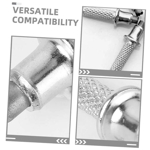Close-up view of Four Piece Metal Trekking Pole Tips Replacement Accessories Tungsten Tips for varied terrains, silver color.
