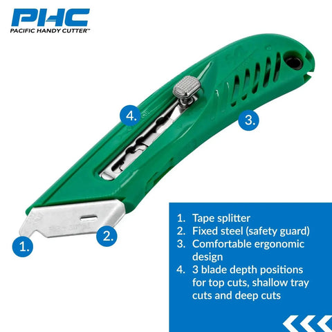 Retractable Safety Cutter Pro Grade With Ergonomic Grip Built For Warehouse And Retail Cutting S4R By Pacific Handy Cutter