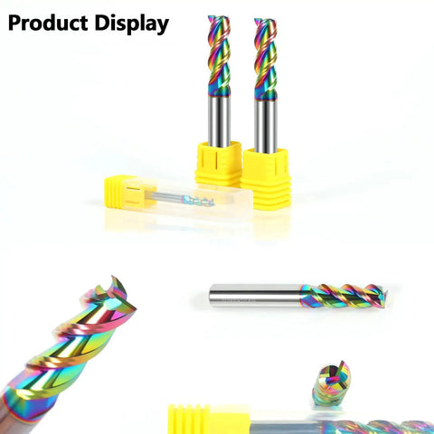 Five Piece Solid Carbide Flat End Mills Set With Diamond Like Coating For Aluminum Copper And Magnesium Alloys One Sixteenth Inch Diameter One Eighth Inch Shank Three Flute Three Sixteenths Inch Cutting Length One And A Half Inches Overall Length
