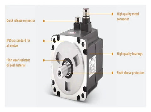 CHUNYE servo motor with holding brake, 3.5kW, 16.7Nm, front view with silver faceplate and black body
