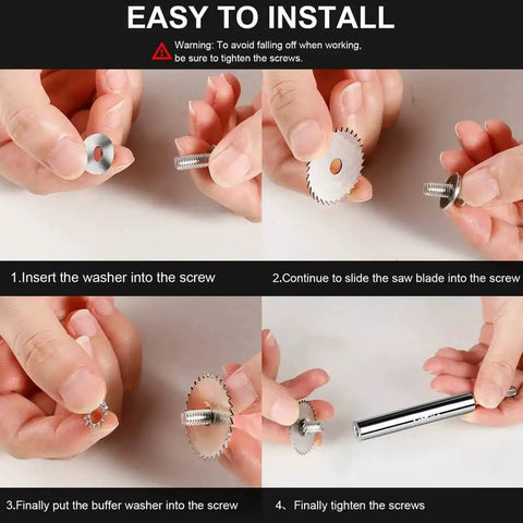 One Quarter Inch Hex Shank Rotary Drill Saw Kit with Five HSS Cutting Blades installation steps for DIY home improvement