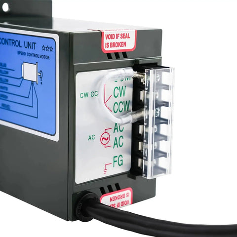 Close-up of speed control unit on 15W 110V AC Gear Motor with Variable Speed Controller 54 RPM Single Phase Motor for industrial use