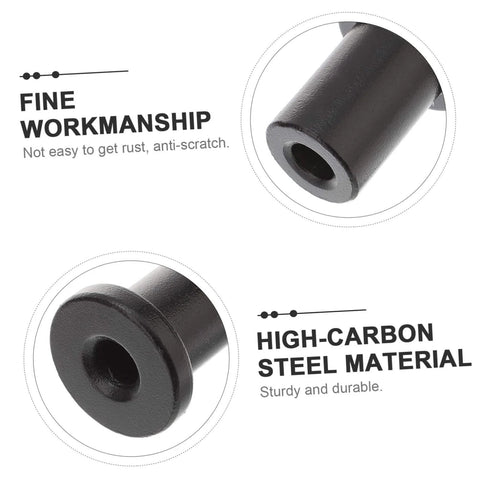 Close-up of high-carbon steel components of Five Piece Barn Door Track Spacers And Wall Link Connectors Black Replacement Hardware Kit.