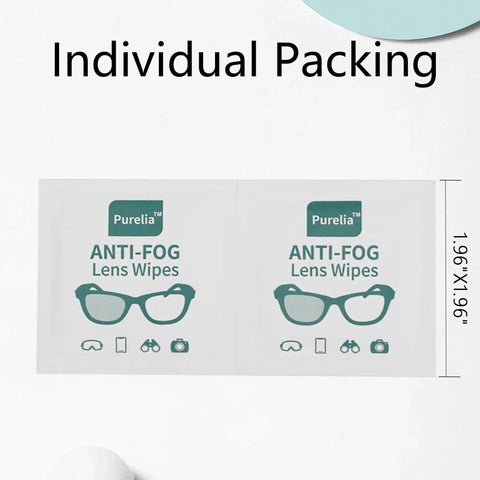 Anti Fog Lens Wipes For Glasses Goggles And Screens Pre Moistened 100 Count in individual packing, 1.96 x 1.96 in.