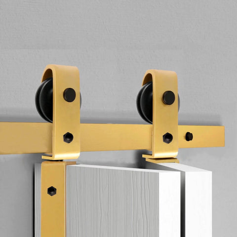 Golden 84 Inch Double Bifold Sliding Barn Door Hardware Kit For Closet Doors With Glides Like Butter And Quiet Operation