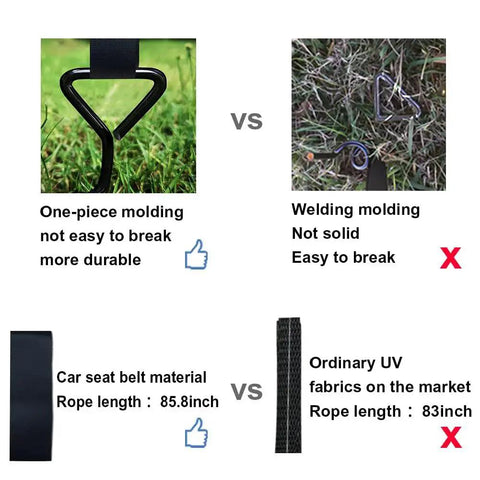 Heavy Duty Trampoline Stakes Anchor Kit With Corkscrew Steel Stakes And T Hook For Grip And Go Setup comparison of durability and materials.