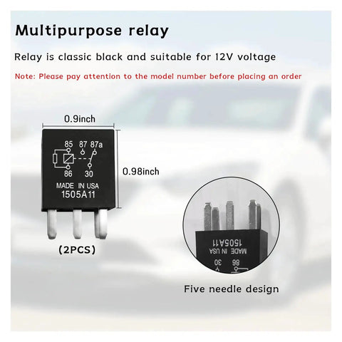 2 Pack 5 Pin Power Relay Kit For Auto Fuel Pump Replacement G8V RH 1C7T R DC12 multipurpose relay with 12V voltage in black
