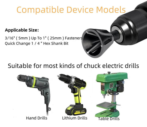 Two Piece External Deburring Chamfer Tool With Carbide Blades For Heavy Duty Deburring Of Damaged Screws Bolts And Fasteners Pro Grade Quick Release Hex Shank Drill Bit Style Burr Remover 3 Sixteenth Inch To One Inch Black compatible with various electric drills