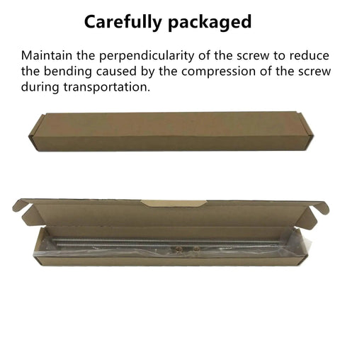 Packaging of Two Pack 400mm TR8X2 Lead Screws With T8 Brass Nut For 3D Printer Z Axis Acme Thread 2mm Pitch 1 Start 2mm Lead Stainless Steel 304 Rods