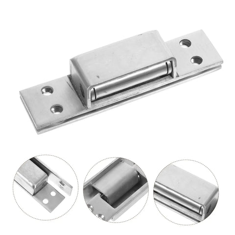 Sturdy Invisible Hinge For Secret Door And Hidden Cabinet Heavy Duty Metal Barn Door Hinge For Residential And Commercial Use Replacement Hinges High Load Bearing Yardenfun, silver metal close-up, featuring mounting holes.
