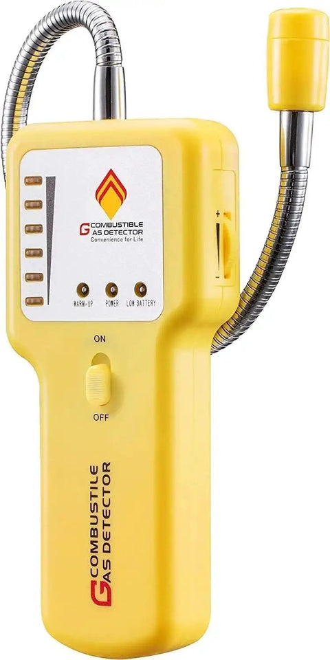 Gas Leak Detector Portable Sniffer For Propane Methane LPG LNG Fuel And Sewer Gas With 12 Inch Flexible Probe, yellow device