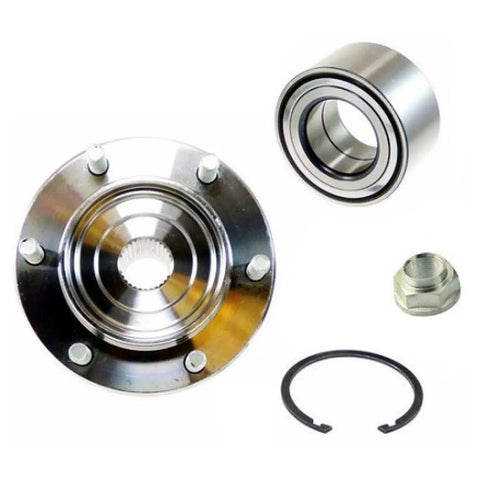 Front Wheel Hub And Bearing Kit For Toyota Tundra 4X4 2000 To 2006 With 3.4L 4.0L And 4.7L Engines Left And Right Sides Top Notch Quality Direct Fit OE Style Wheel Hub Bearings Pair components shown on a white background.