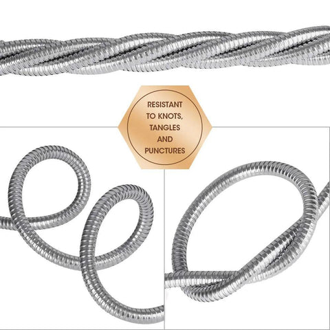 304 stainless steel garden hose extension; metal coiled hose with orange resistance badge
