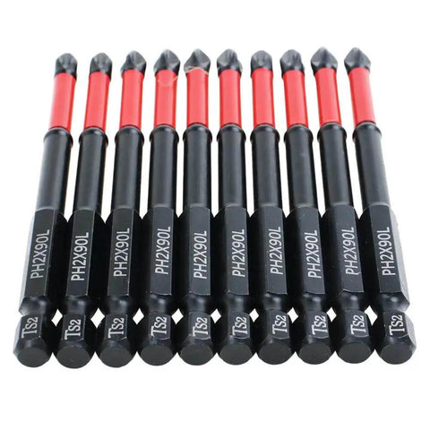 Magnetic Anti Slip Phillips PH2 Screwdriver Bit Set With Ten Pack Three And A Half Inch TS2 Long Impact Driver Bits