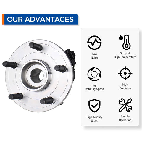 Pair 515073 Front Wheel Bearing And Hub Assembly For 2004 2005 Dodge Ram 1500 5 Lug With ABS Direct Fit Replacement OE Style
