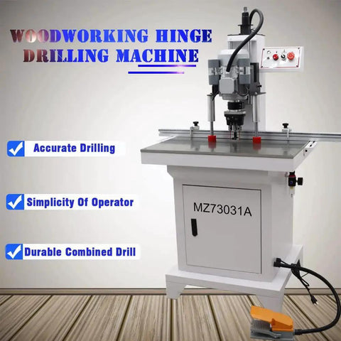 Pneumatic Hinge Drilling And Insertion Machine For Doors And Woodworking Pros 110 Volt With Adjustable Positioning Plate