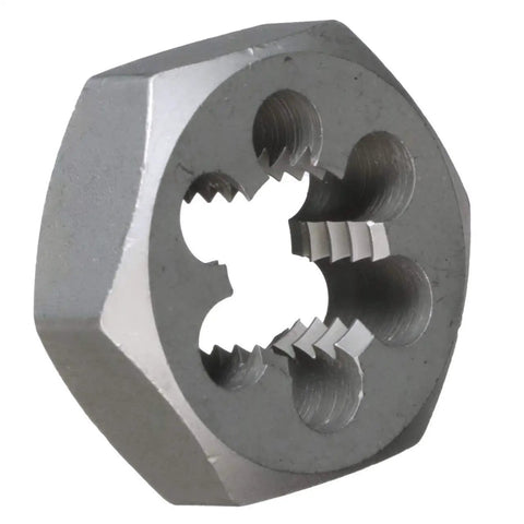 Close-up of a hex die from the Six Piece NPT Pipe Die Set For Rethreading In Carbon Steel Hex Dies 1/8 To 1 Inch Right Hand Cut.