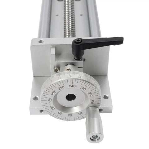 Front view of the Manual Sliding Table CNC Slide With 400mm Travel Ball Screw Linear Stage For DIY Routers And Lathes, precision tool