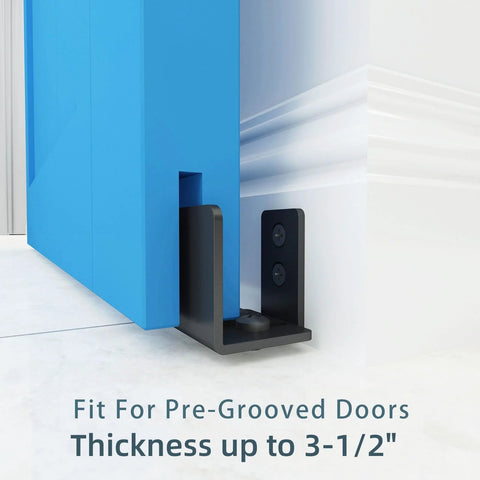 No-Drill Wall Mounted Sliding Barn Door Floor Guide U Shape Bottom Guide Adjustable For Door Thickness 1-3/8 To 1-3/4 Inches