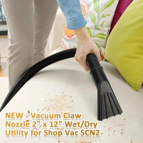 Person using 2 Inch By 12 Inch Vacuum Claw Nozzle For Cars, Home Interiors, Boats And Campers, Wet Dry Vacuum Accessory on sofa