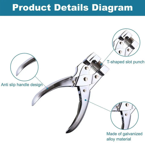 Diagram of Heavy Duty T Slot Hole Punch Handheld Cutter For Tags Badges And ID Cards PVC Cardboard And Paper Crafting with labels