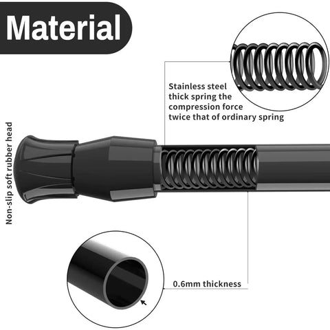 Close-up of Two Piece Adjustable Window Security Bar with rubber tip, stainless steel spring, and 0.6mm thickness.