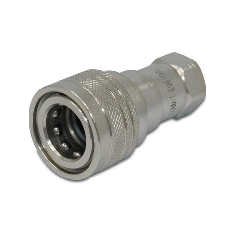 Summit Hydraulics 3/8 in NPT ISO 7241-B hydraulic quick-disconnect coupling, metallic silver