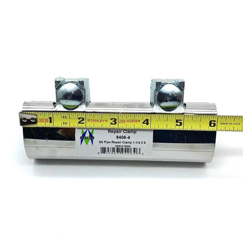 Stainless Steel One Piece Galvanized Pipe Repair Clamp With Two Bolts One And A Quarter Inches By Six Inches Water Pipe Leak Repair Kit