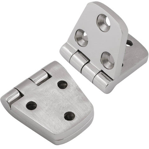 Two Laorde 316 stainless steel marine-grade boat hatch hinges, 3 x 1.5 in, with mounting holes.